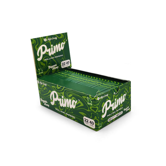 High Society Primo 1.25" Organic Hemp Rolling Papers w/ Crutches (Box of 22 Packs)