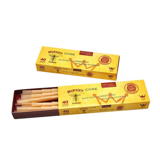 HORNET | Natural Unrefined King Size Pre Rolled Paper Cones Smoking 40 Pack Cone_0