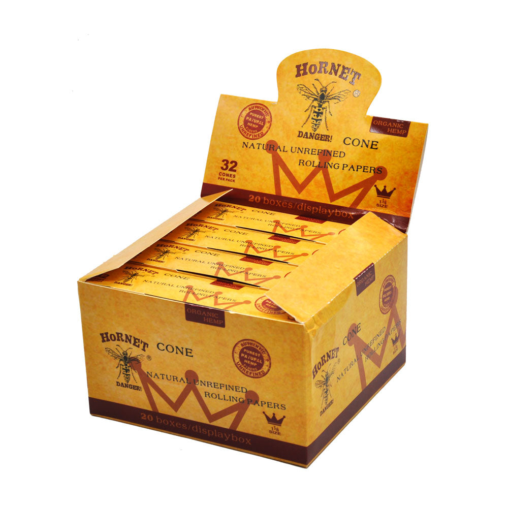 HORNET | Natural Unrefined 1-1/4 Size Pre Rolled Paper Cones Smoking 32 Pack Cone_6