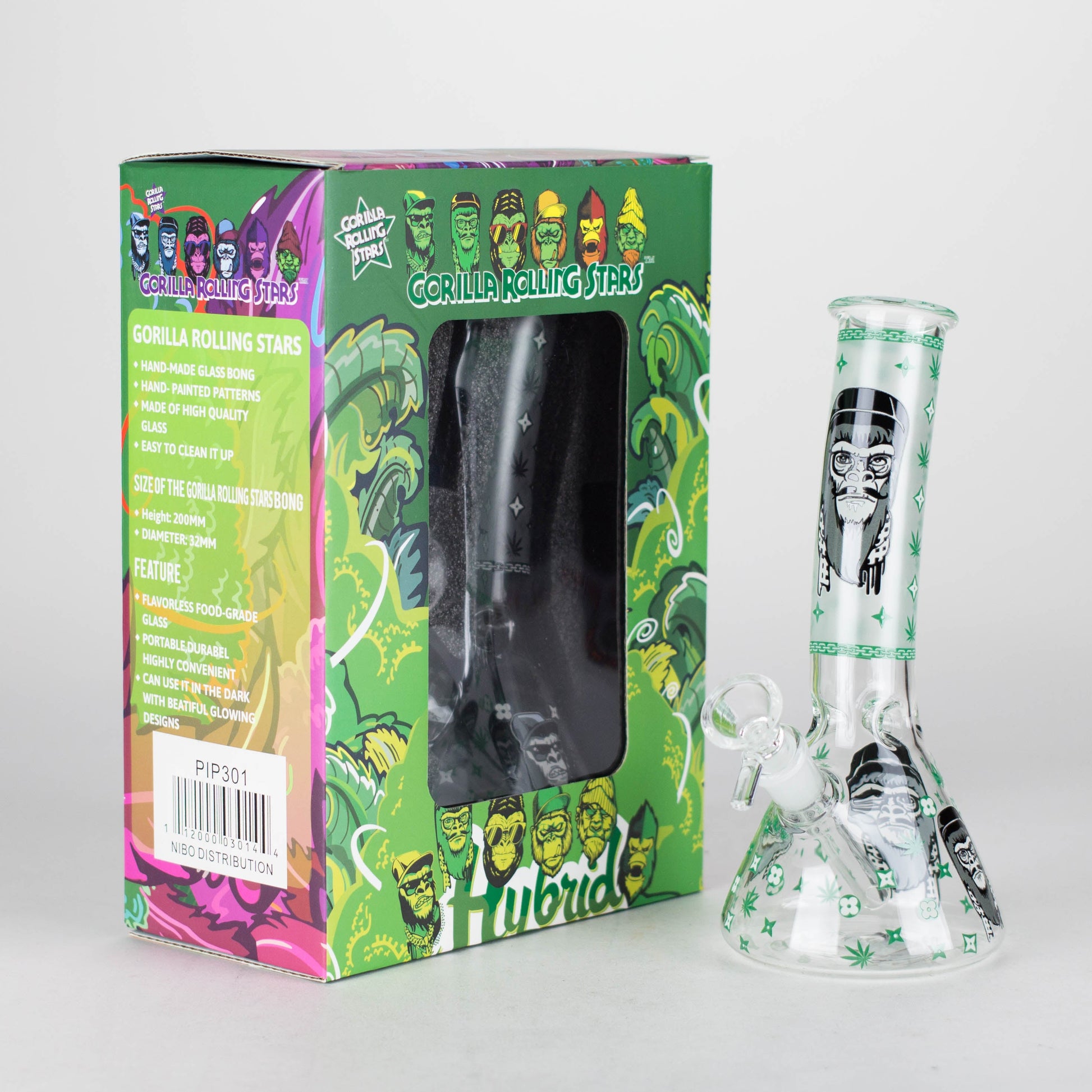 8.5" Gorilla Designs Glow In The Dark beaker bong In the Box [PIP301]_7