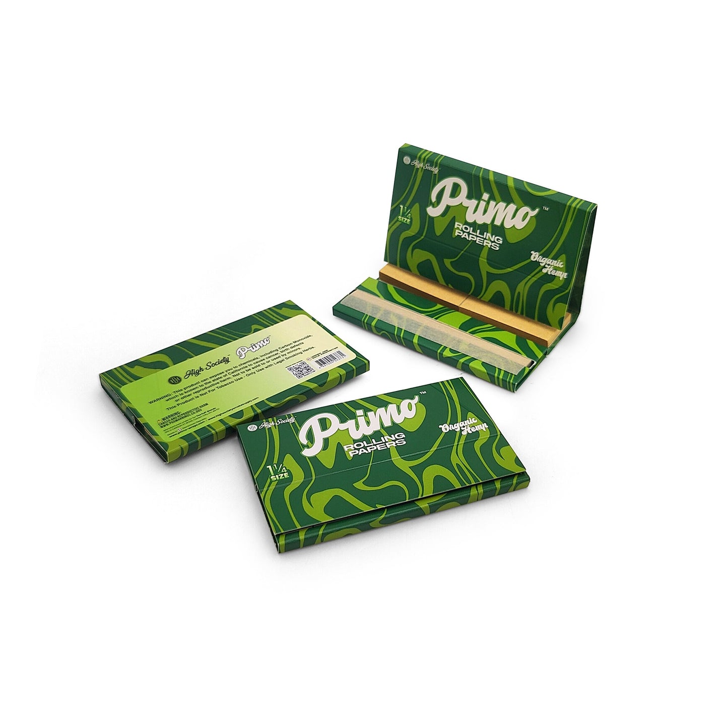 High Society Primo 1.25" Organic Hemp Rolling Papers w/ Crutches (Box of 22 Packs)