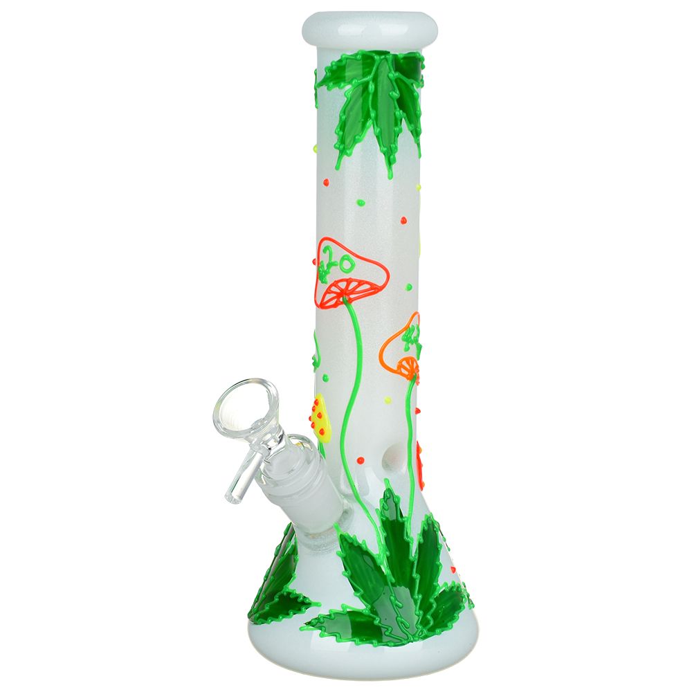 420 Leafy Shroom Glow 9.5" Beaker Bong