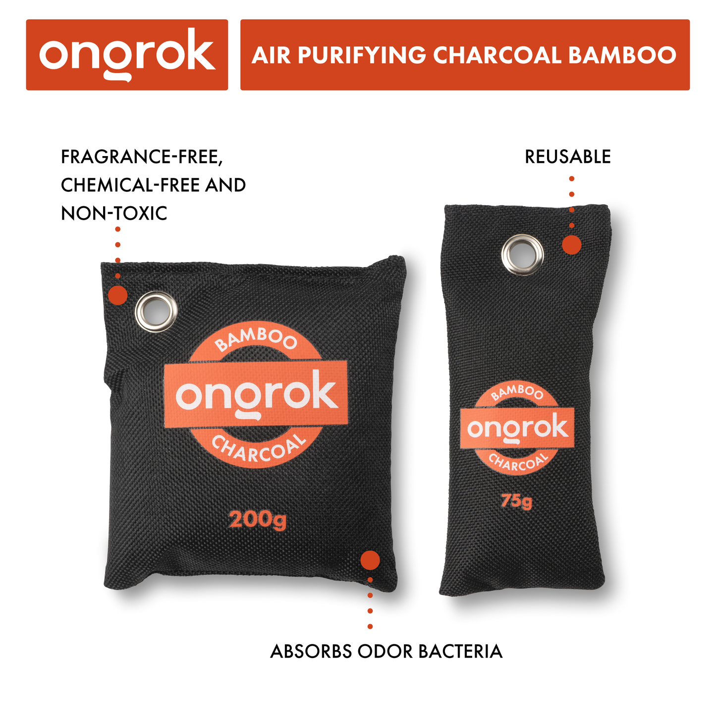 Ongrok Air Purifying Charcoal Bamboo Bags (Multiple Sizes)